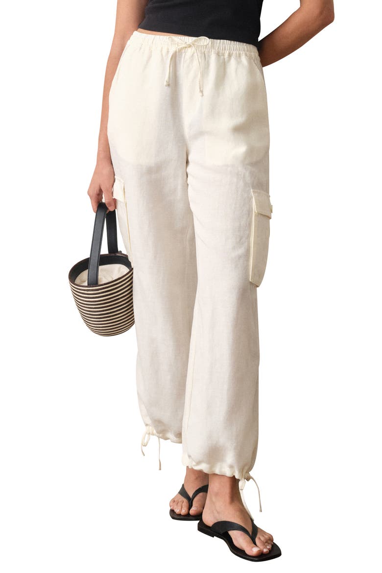 Linen Blend Cargo Pants, Main, color, ANTIQUE WHITE