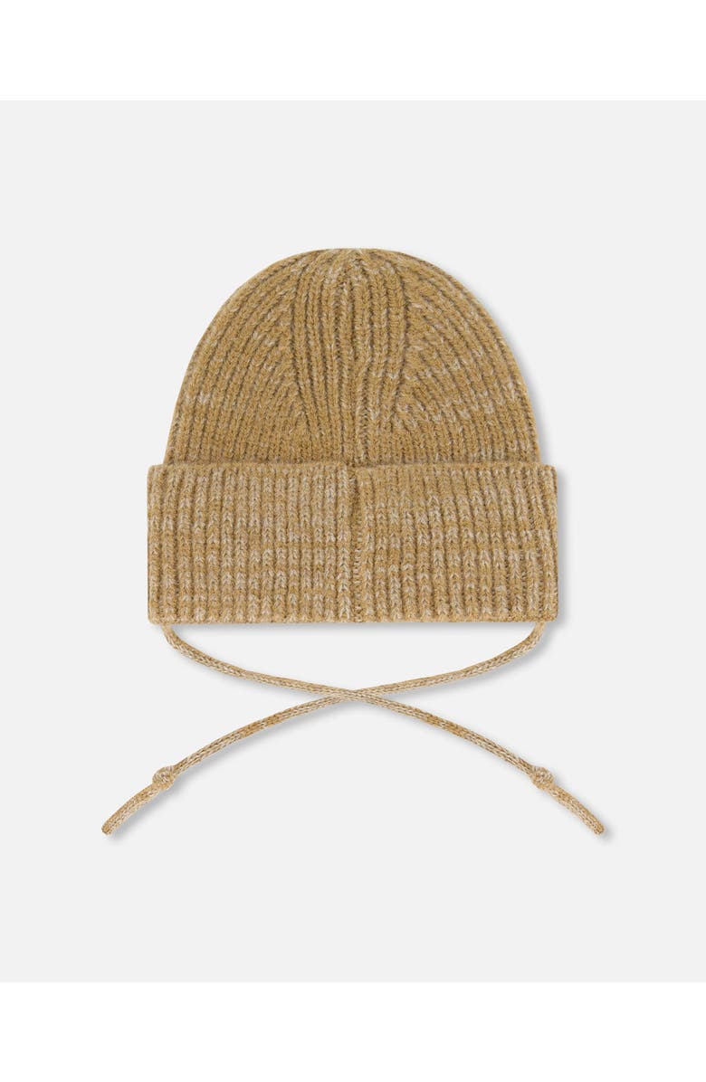 Deux par Deux Baby Unisex Mid-Season Knit Hat With Strings Brown Pink, Alternate, color, Terra Cotta