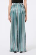 Max Mara Ladino Stripe Belted Wide Leg Silk Pants