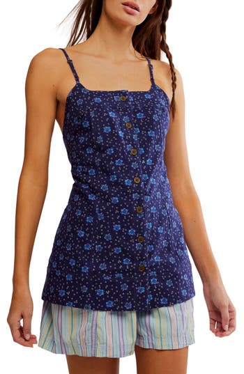 Free People Maddie Floral Print Sleeveless Top In Blue