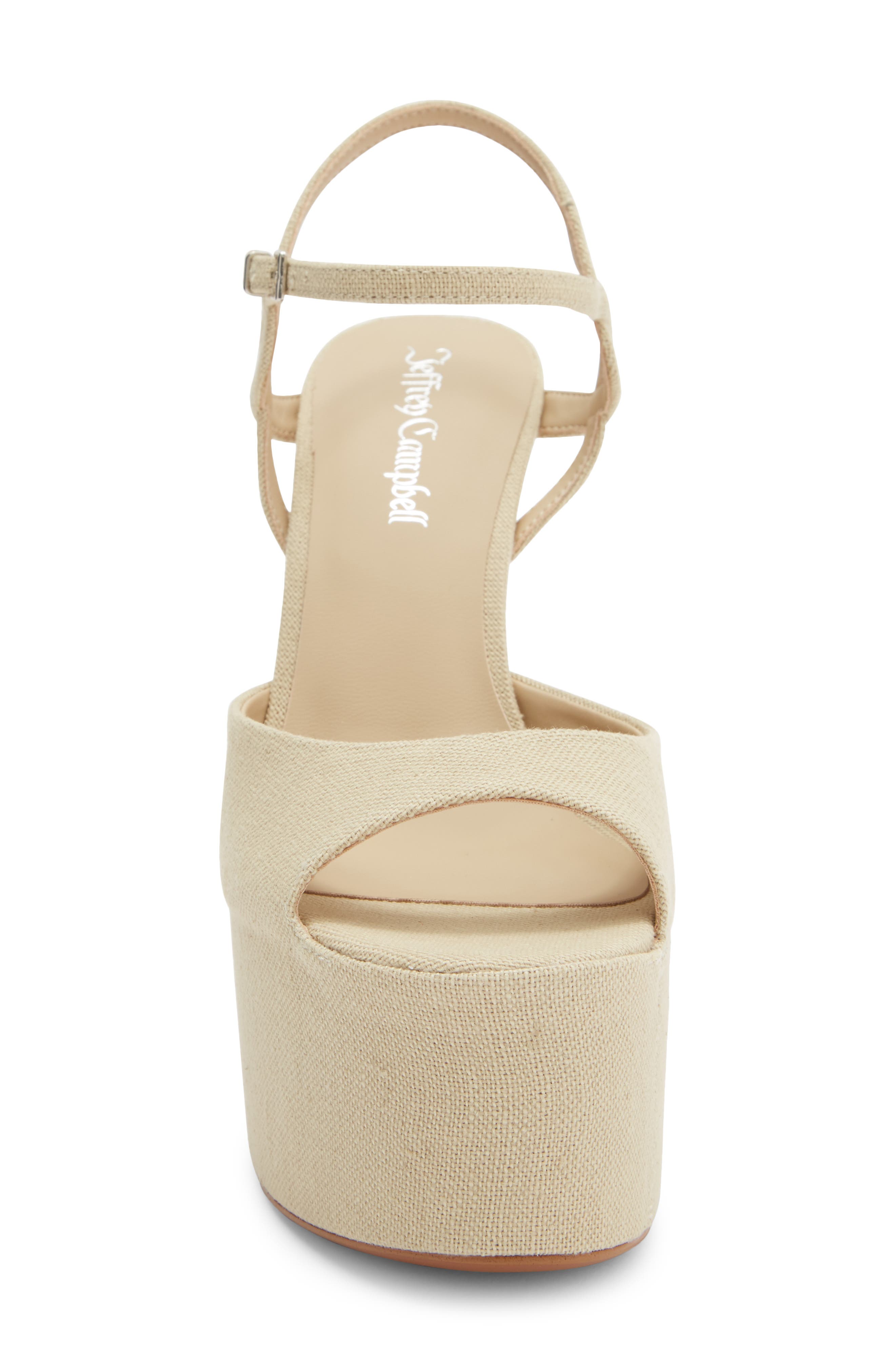 Jeffrey Campbell Ever Last Ankle Strap Platform Sandal, Alternate, color, Beige Canvas