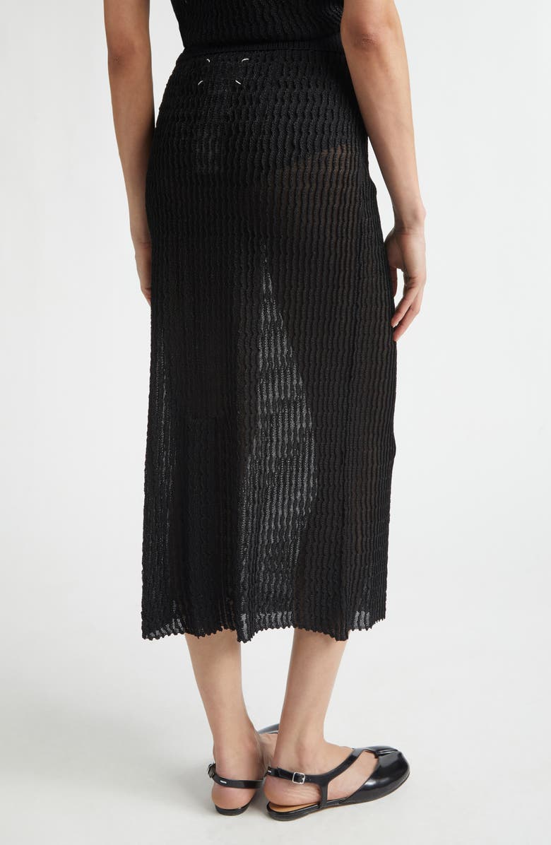 Maison Margiela Textured Rib Mesh Midi Skirt, Alternate, color, Black