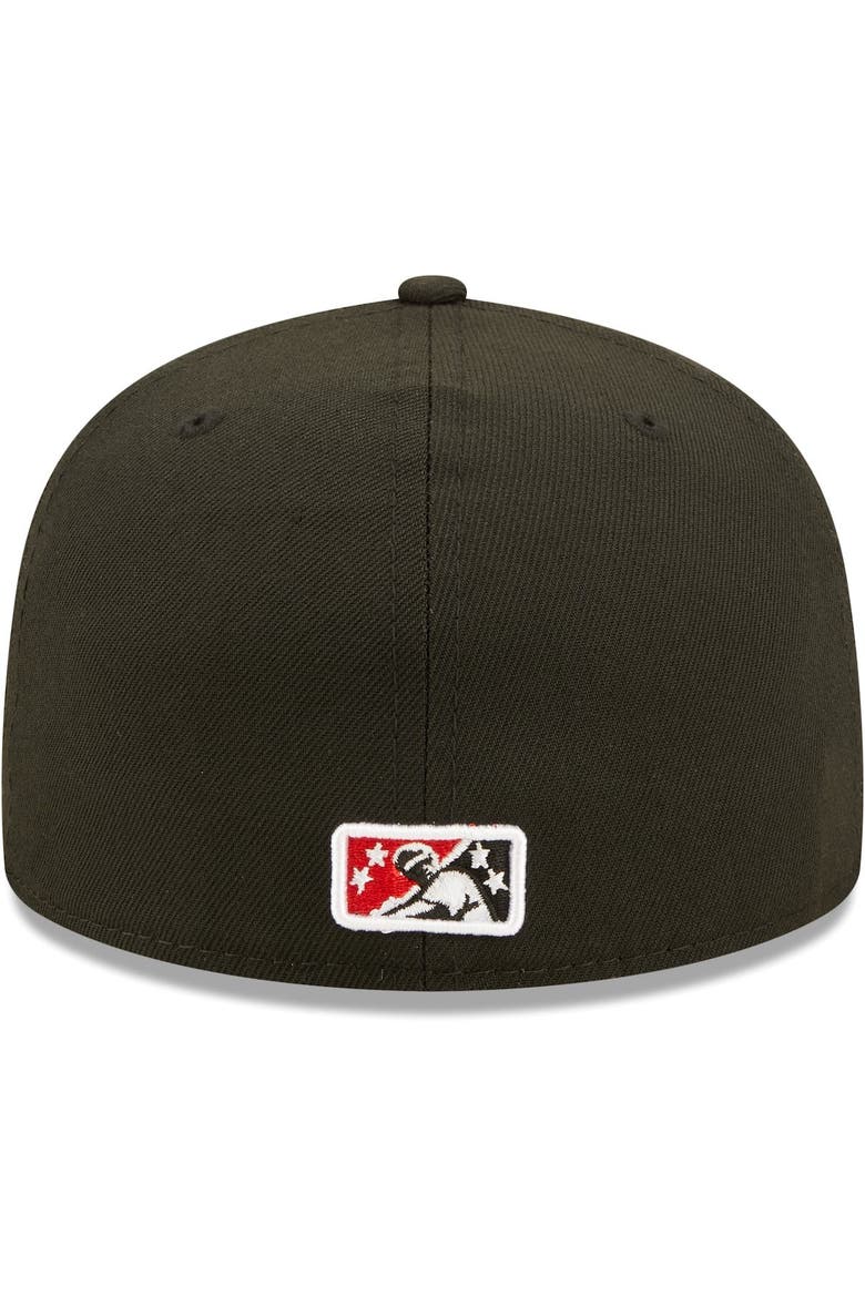 Men's New Era Black Hickory Crawdads Authentic Collection Road 59FIFTY Fitted Hat, Alternate, color, Black