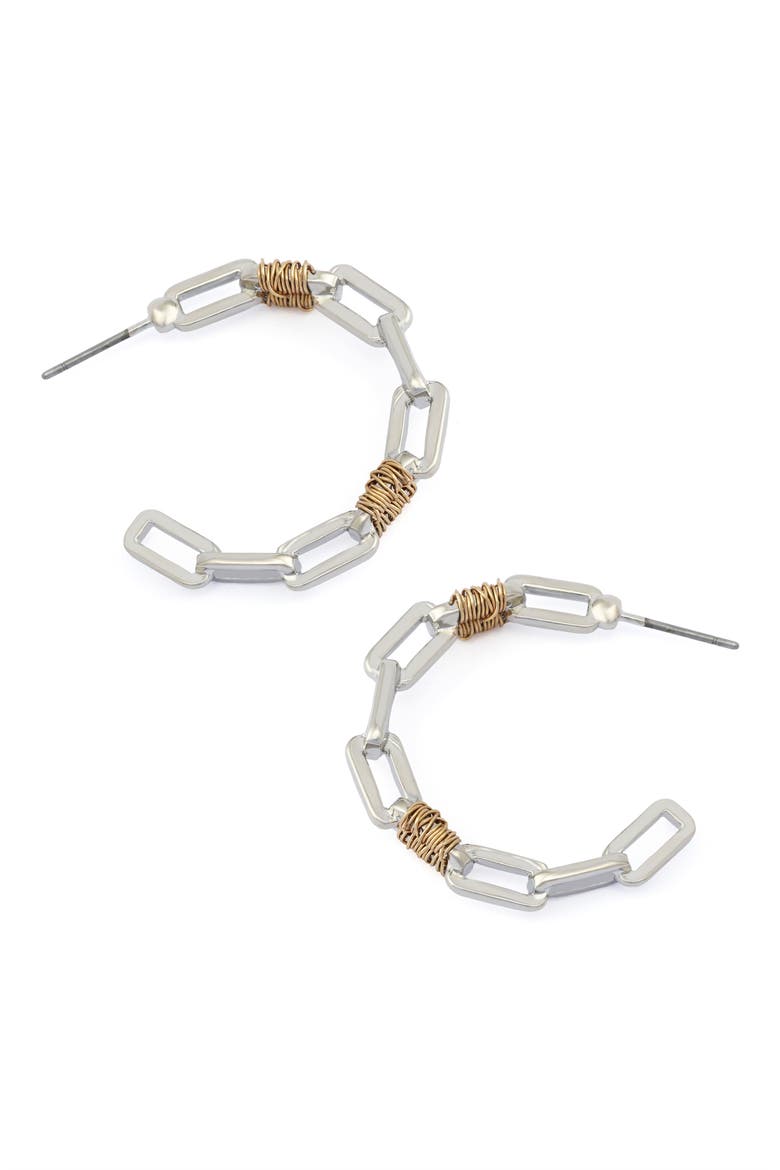 Paper Clip Hoop Earrings, Alternate, color, TWO TONE