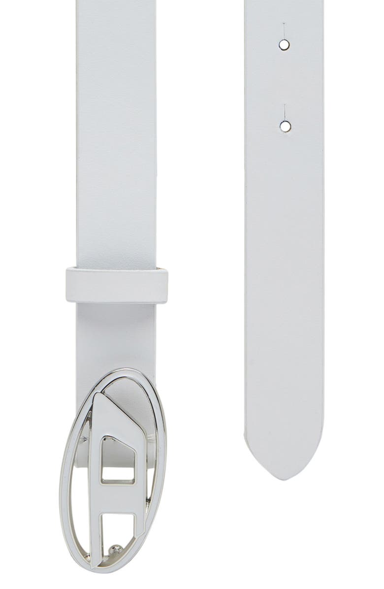DIESEL<sup>®</sup> Oval D Buckle Leather Belt, Alternate, color, White