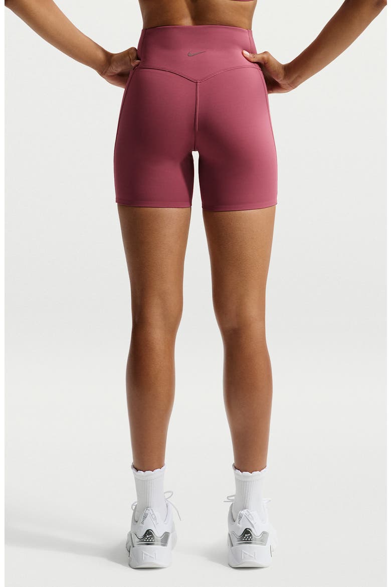 Universa Medium-Support High-Waisted 5-Inch Pocket Biker Shorts, Alternate, color, PINK SMOKE/ MYSTIC DATES