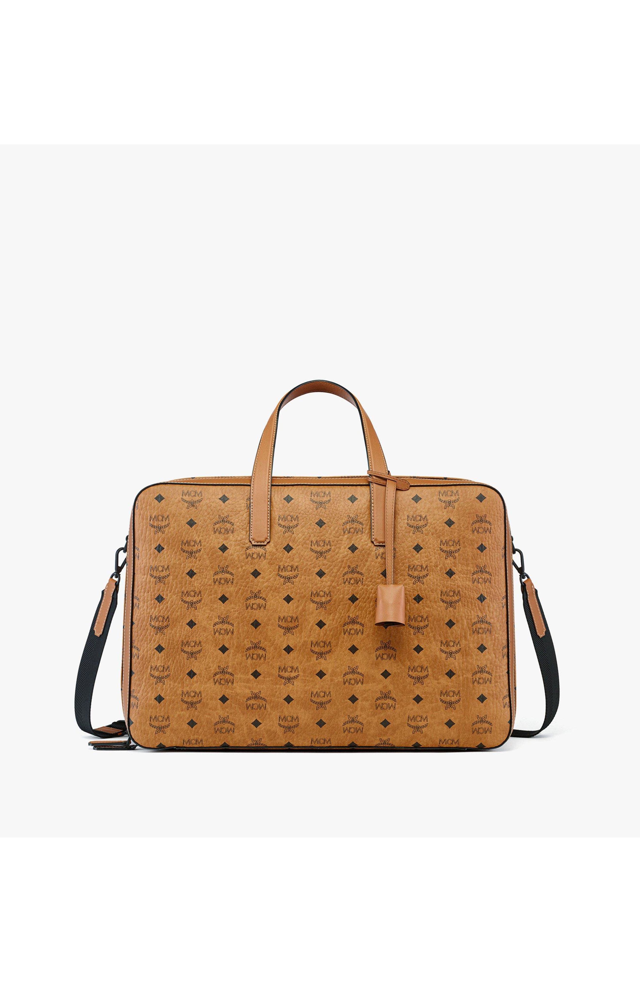 MCM Ottomar Garment Bag in Visetos, Main, color, Cognac