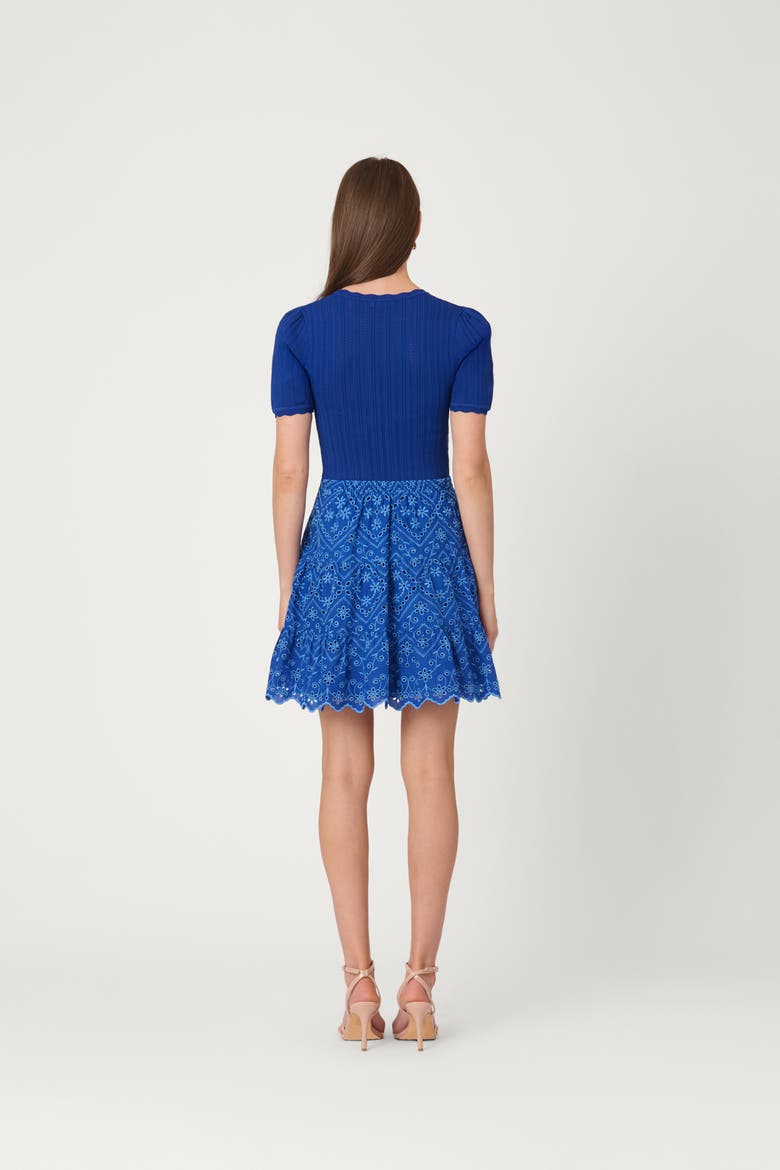 Eyelet Knit Combo Fallon Dress, Alternate, color, Blue