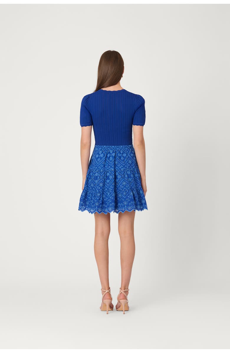 Shoshanna Eyelet Knit Combo Fallon Dress, Alternate, color, Blue