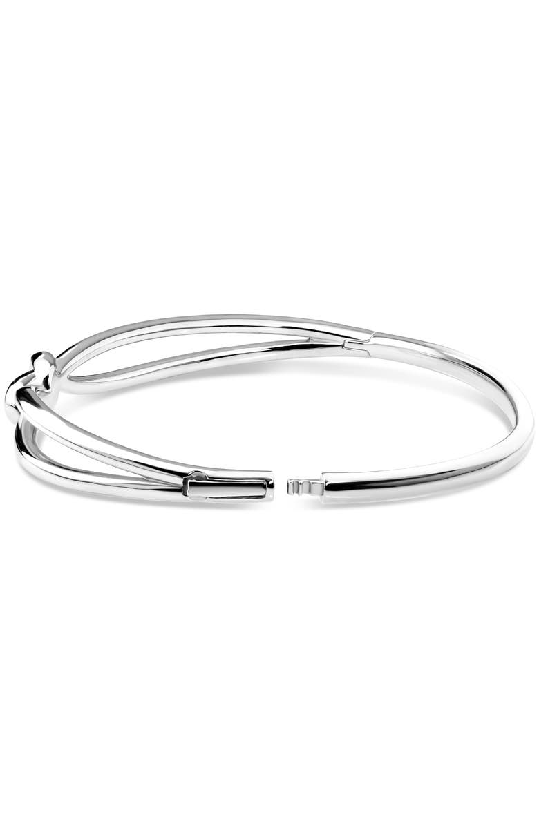 DEVATA Love Knot Bangle Bracelet in Rhodium Plated Sterling Silver, Alternate, color, Silver
