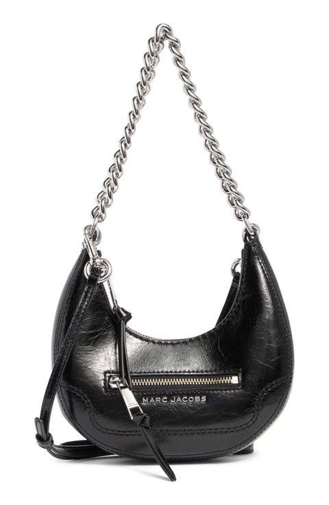 Mini Crescent Crinkle Leather Crossbody Bag