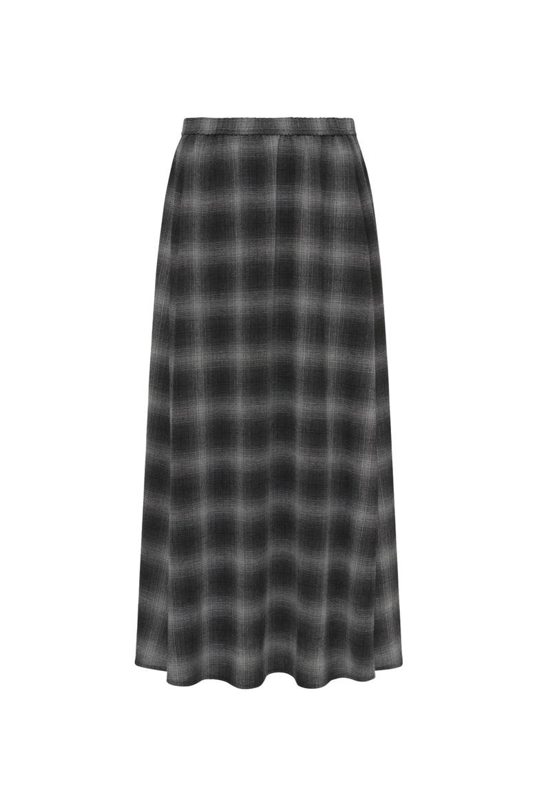 Basma Checked Midi Skirt, Alternate, color, Medium Gray