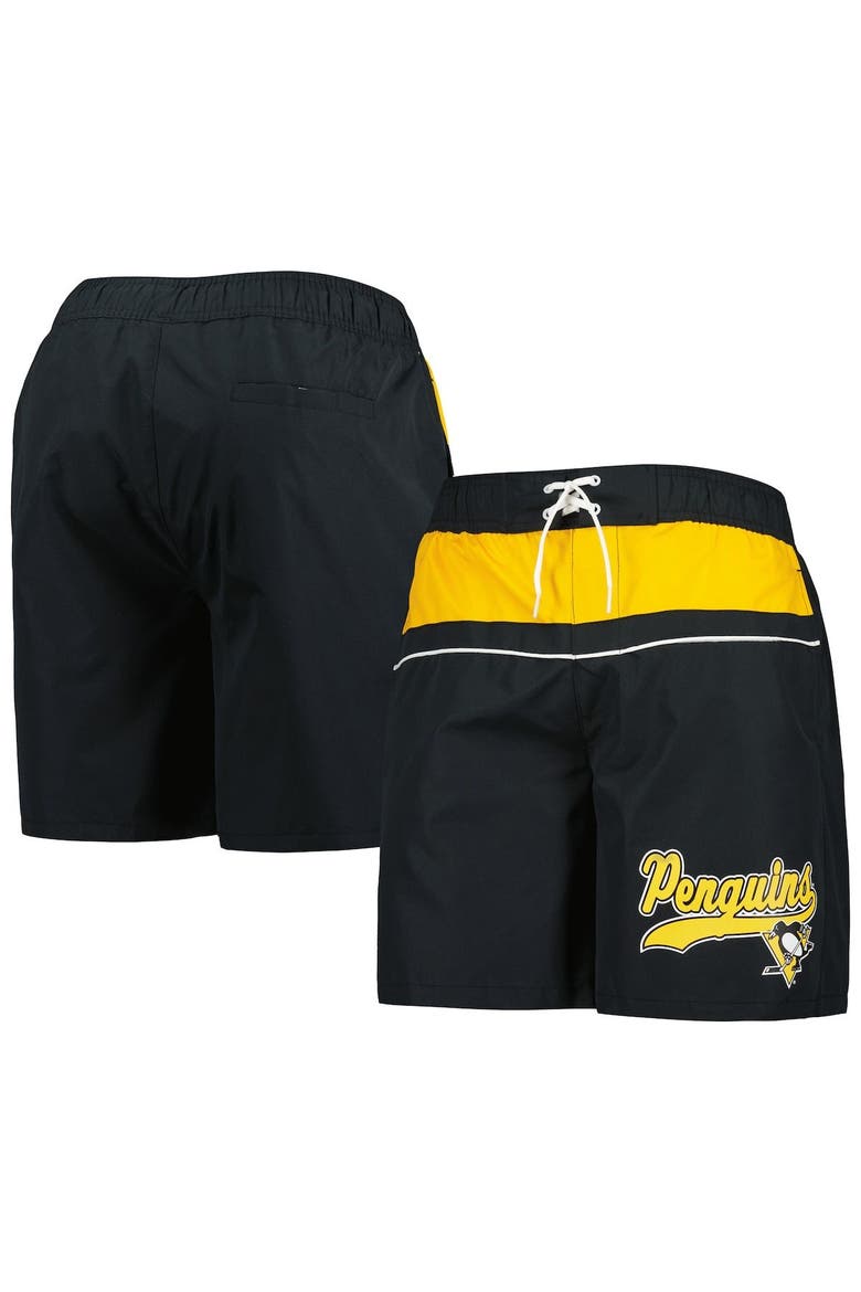 Men's Starter Black Pittsburgh Penguins Freestyle Volley Swim Shorts, Main, color, Black