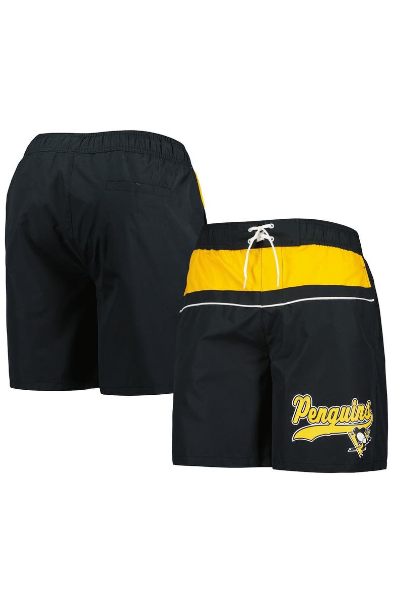 STARTER Men's Starter Black Pittsburgh Penguins Freestyle Volley Swim Shorts, Main, color, Black