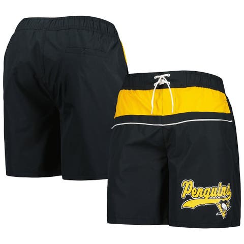 Men's Starter Black Pittsburgh Penguins Freestyle Volley Swim Shorts