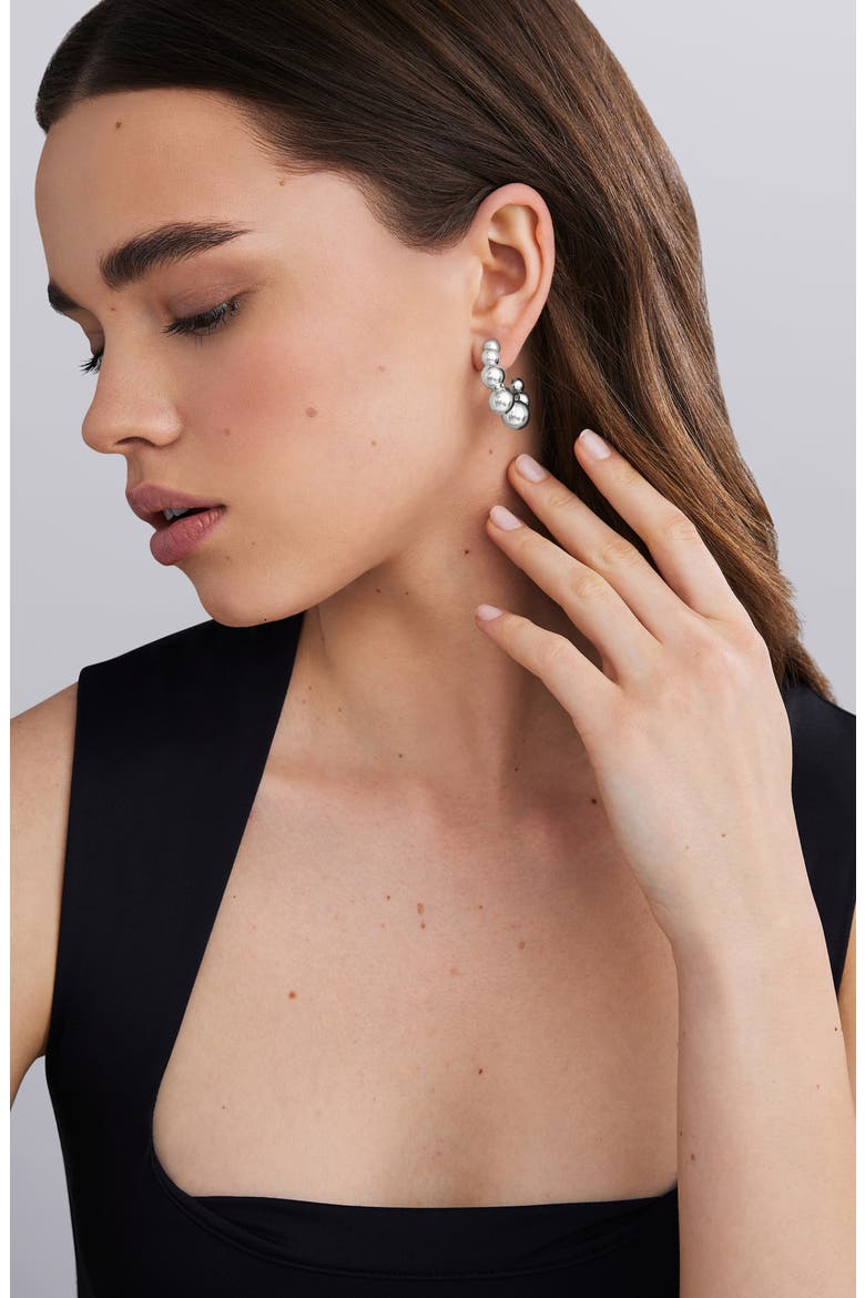 Caviar Bubbly Hoop Earrings, Alternate, color, STERLING SILVER