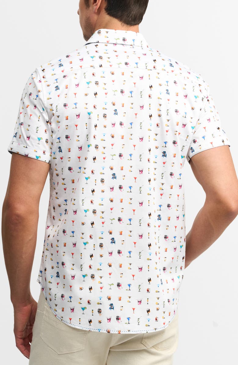 Robert Graham Booze Cruise Classic Fit Short Sleeve Cotton Button-Up Shirt, Alternate, color, White