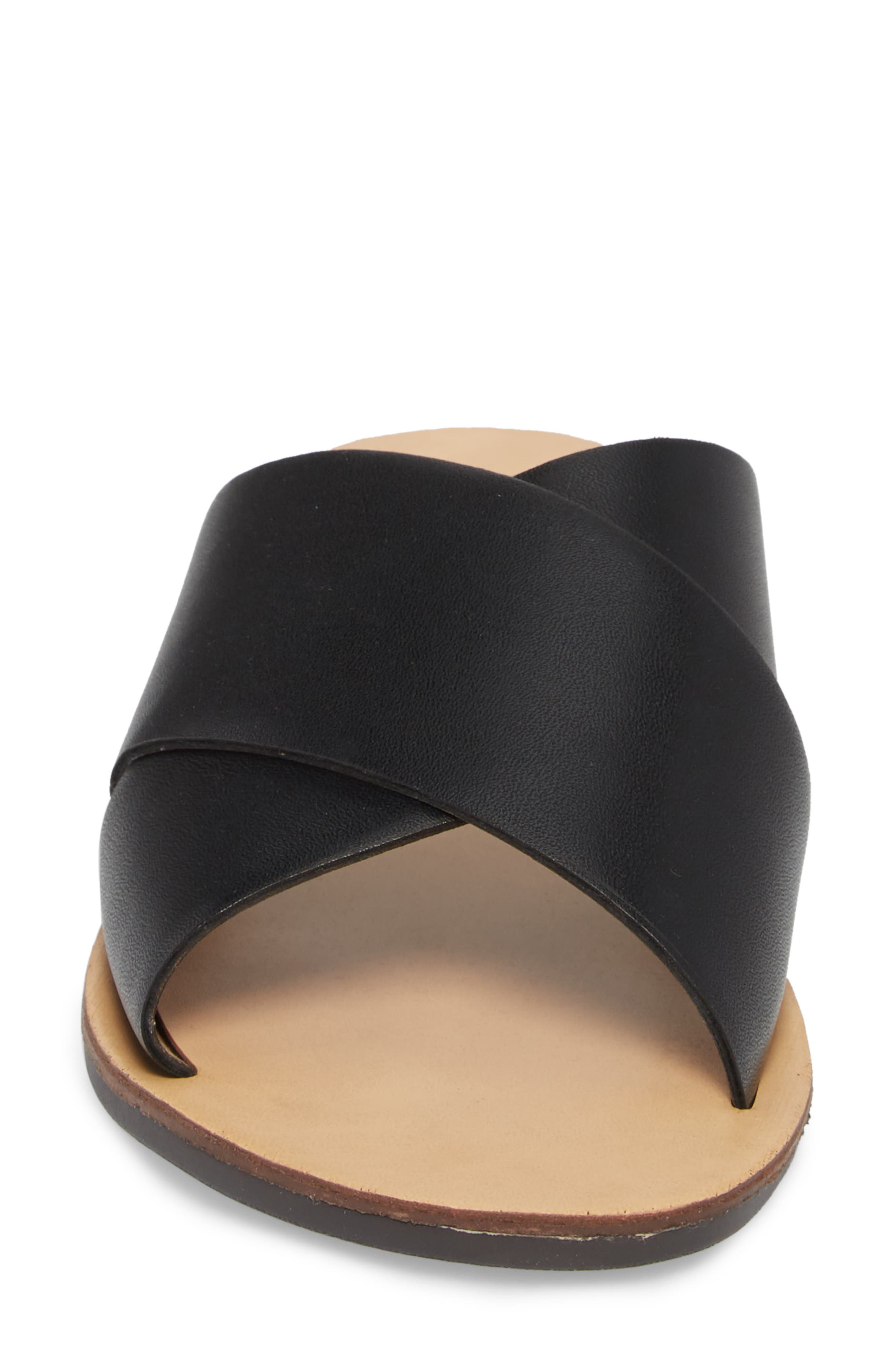 Twist Cross Strap Sandal, Alternate, color, BLACK FAUX LEATHER