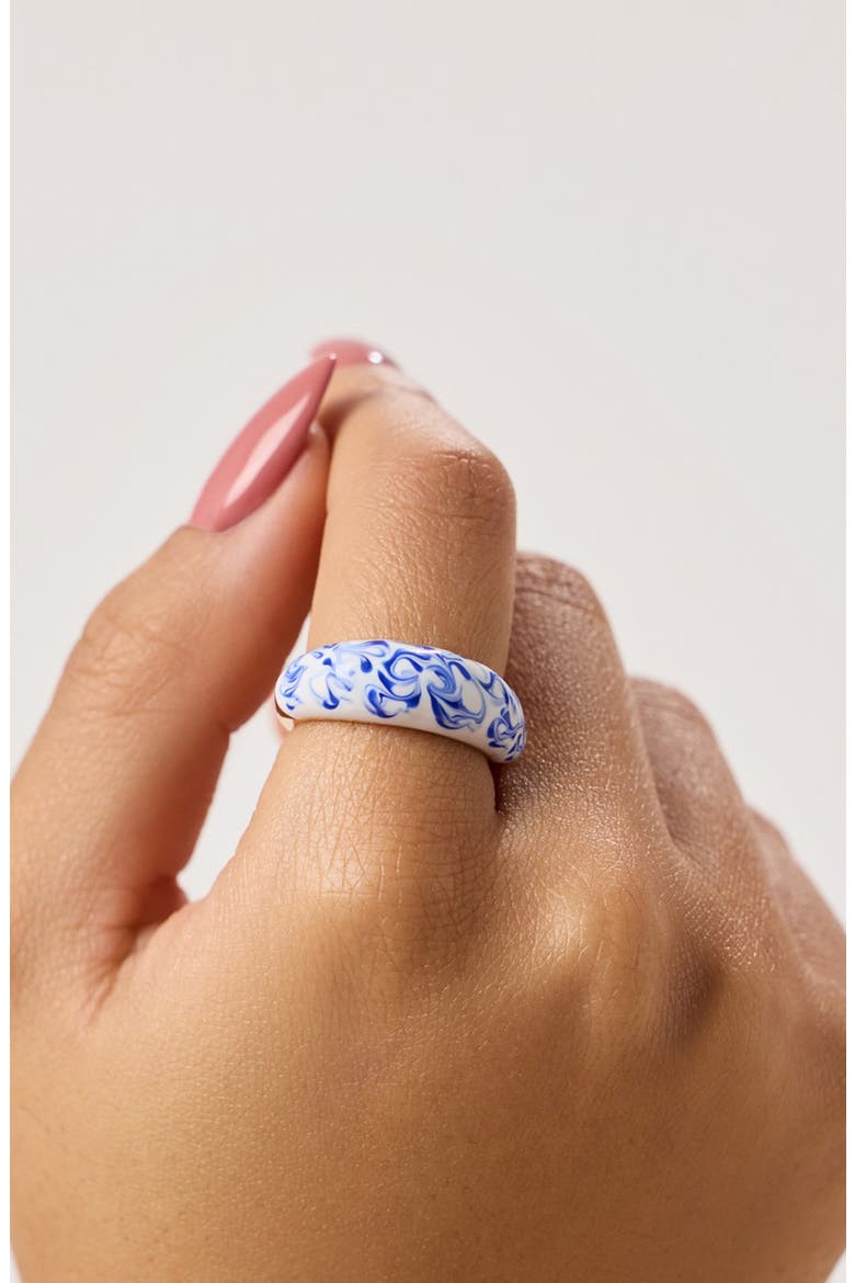 Wrenley Marble Blue Ring, Alternate, color, GOLD / MARBLE BLUE