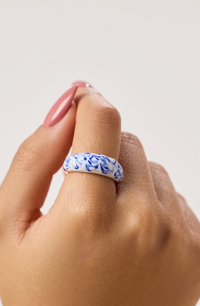 Ana Luisa Wrenley Marble Blue Ring, Alternate, color, Gold / Marble Blue