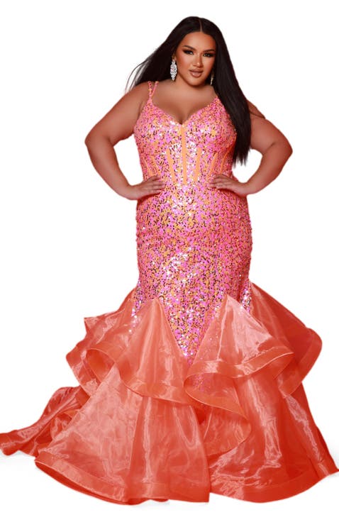 Sequin Mermaid Plus Size Evening Gown