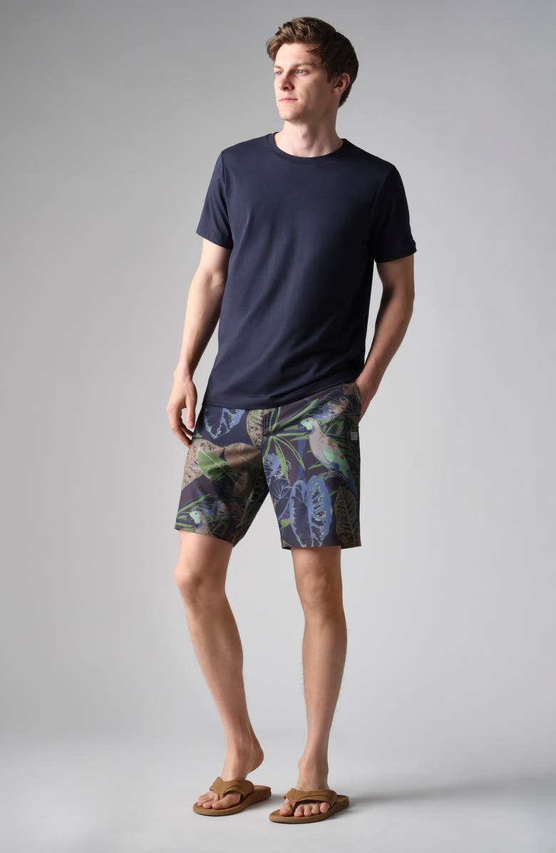 Rhone Barrier Water Repellent Swim Shorts, Alternate, color, Tropical Floral Green/ Blue