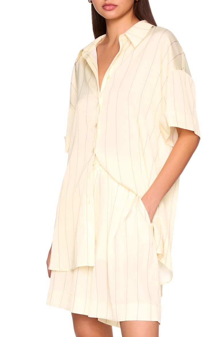 Oversize Stripe Button-Up Shirt, Alternate, color, WHIPPED CREAM