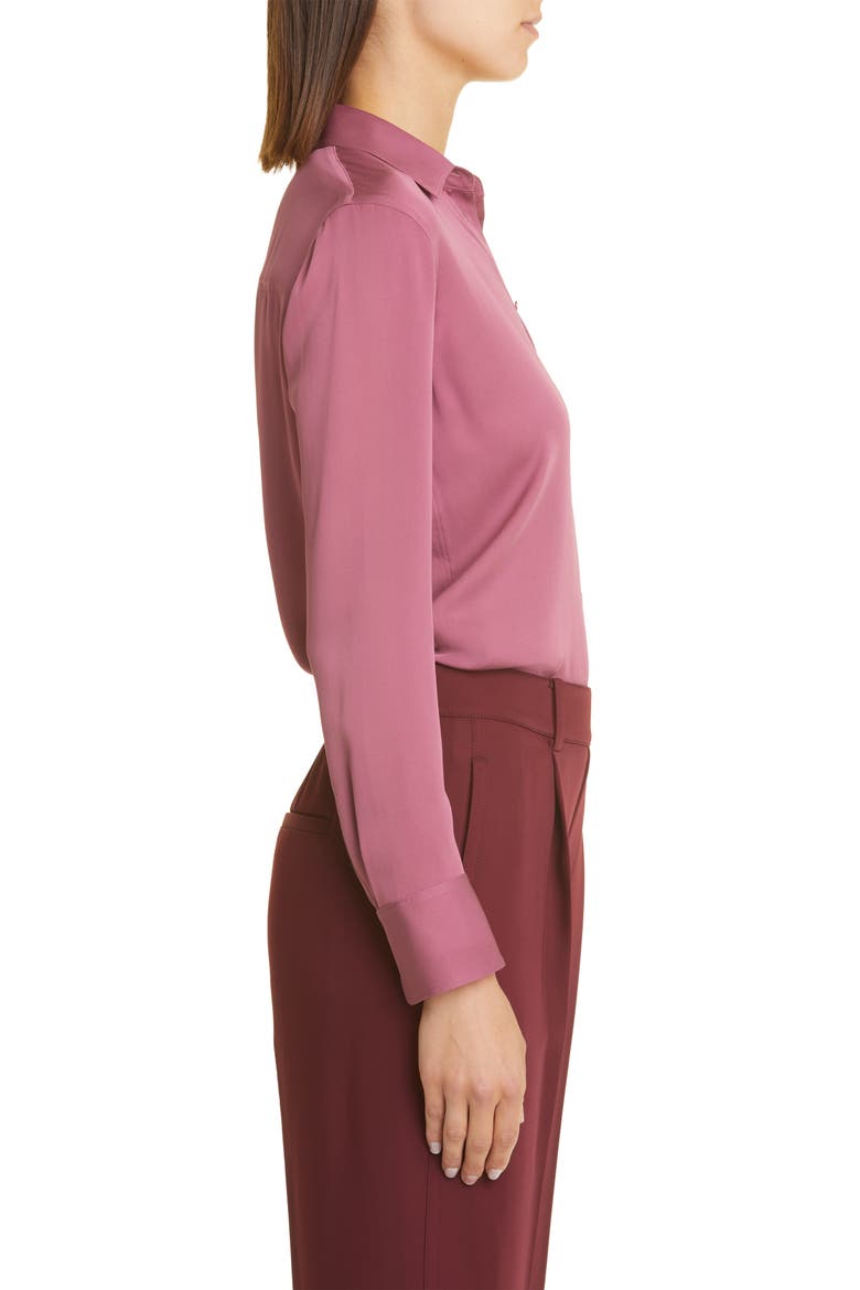 Slim Fit Stretch Silk Blouse, Alternate, color, TEA BERRY