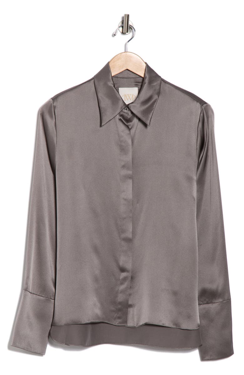 TWP Object of Affection Silk Button-Up Shirt, Alternate, color, Gunmetal