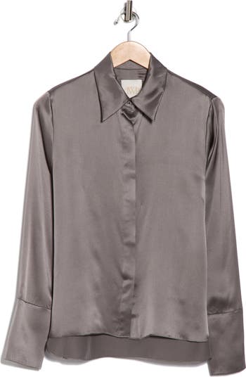 Object of Affection Silk Button-Up Shirt