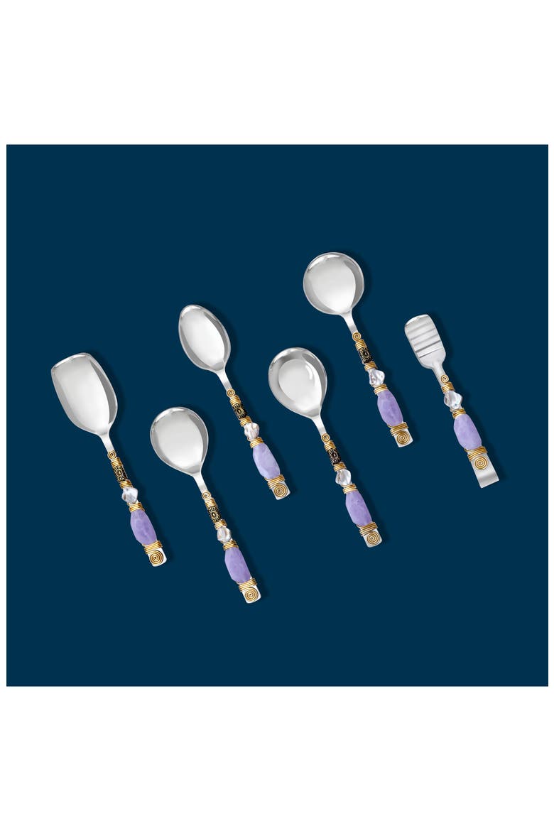 6-Piece Serving Spoons, Alternate, color, PURPLE