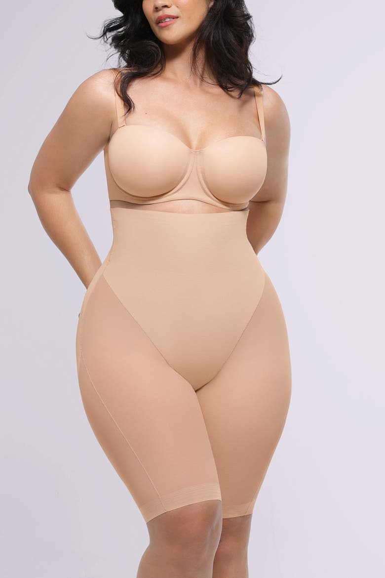 MeshSmooth Butt-Lifting Above-Knee Short, Main, color, Beige