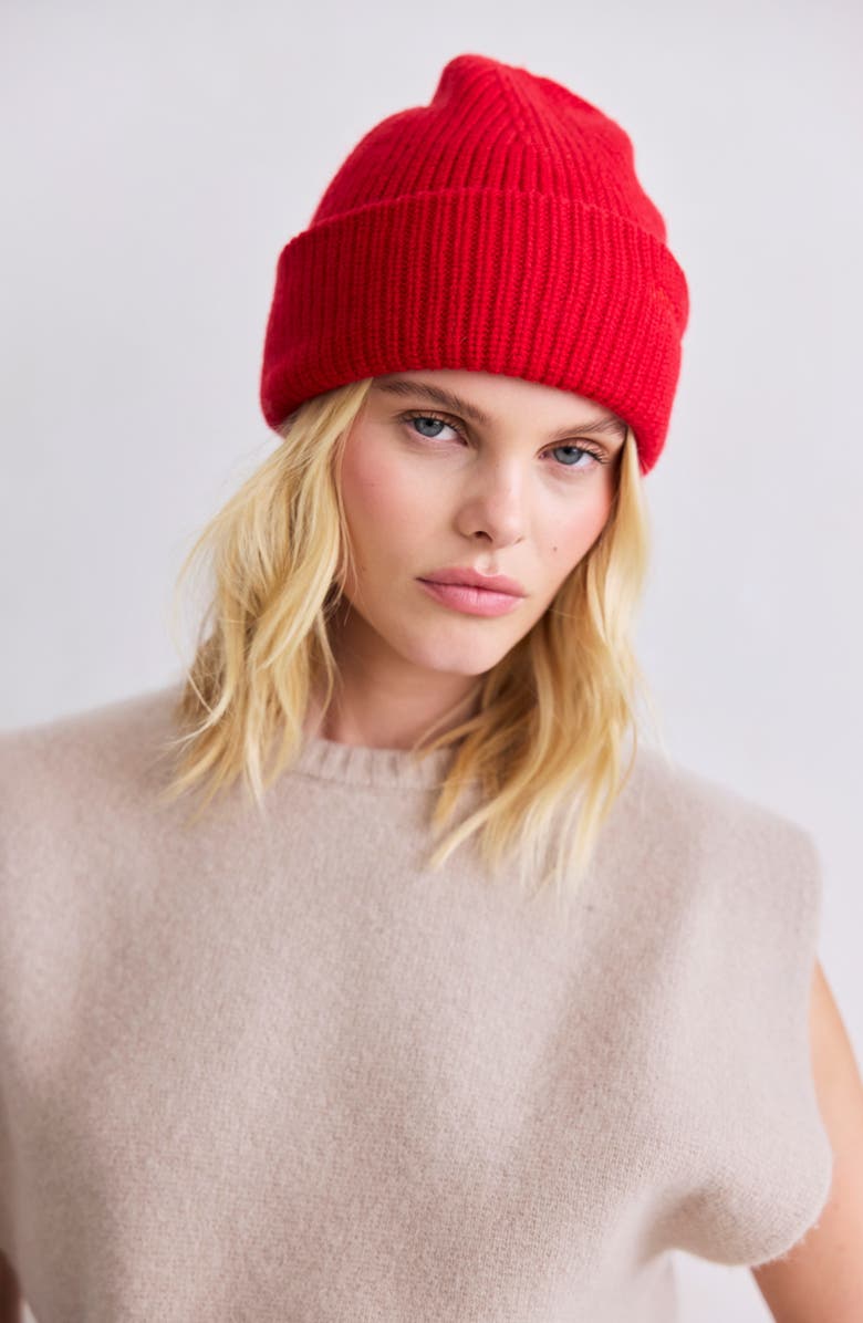 Arctic Fox & Co The Embroidered Merino Wool Beanie, Alternate, color, Flame Red