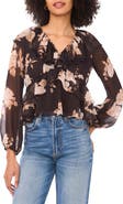 Parker Floral Ruffle Long Sleeve Chiffon Crop Top