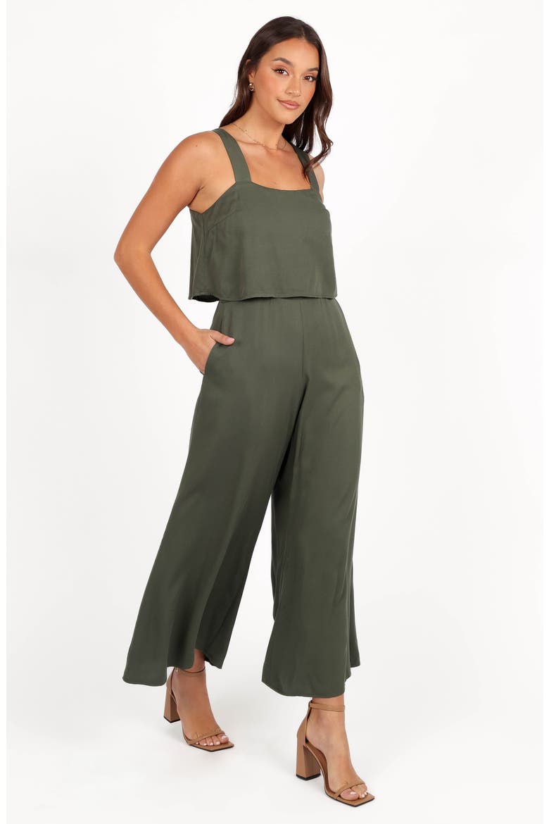 Delia Popover Wide Leg Jumpsuit, Alternate, color, KHAKI
