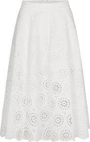 FRAME The Solstice Eyelet Midi Skirt