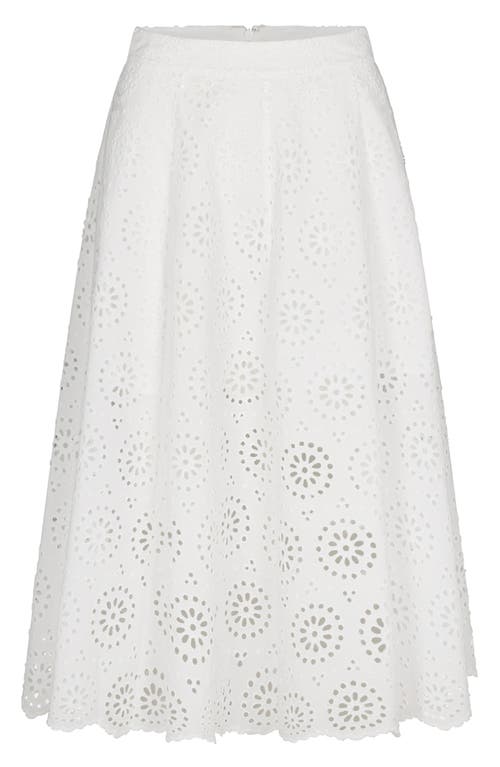 Frame The Solstice Eyelet Midi Skirt In White