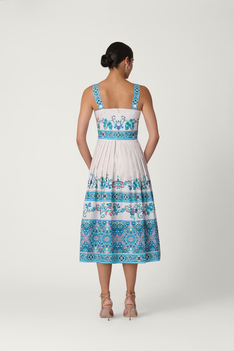 Warwick Tile Print Almma Dress, Alternate, color, Sky Blue Multi