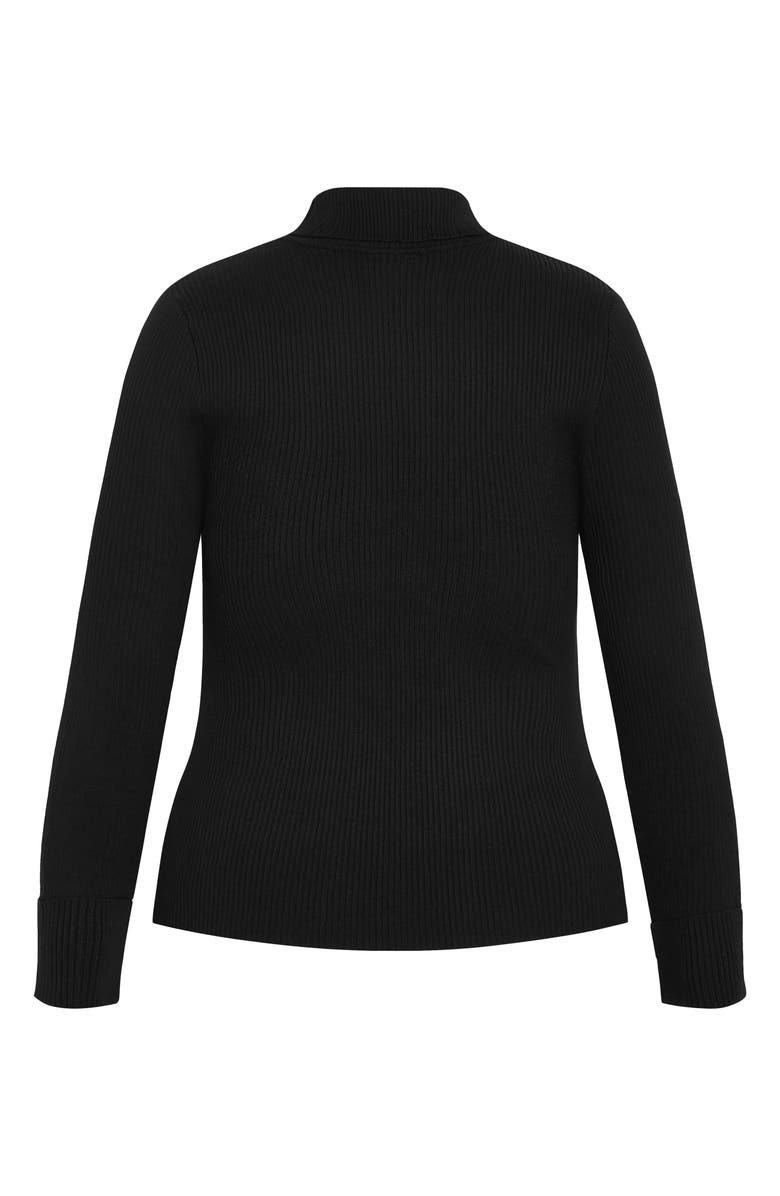 City Chic Kiki Rib Mock Neck Sweater, Alternate, color, Black