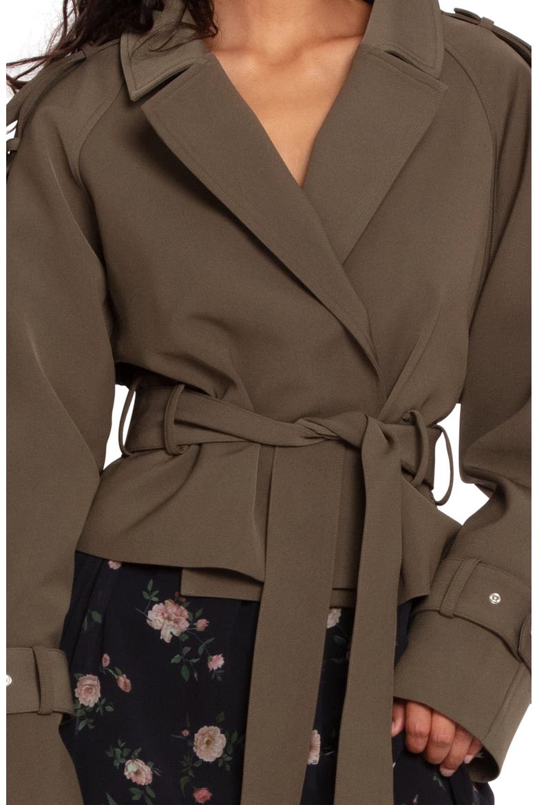 Fast Car Crop Trench Coat, Alternate, color, MILITARY