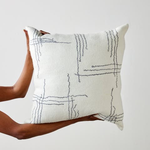 Linear Organic Wool and Silk Throw Pillow - with Insert