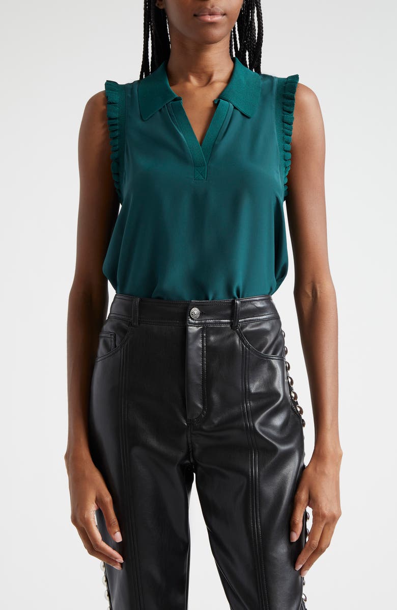 Cinq à Sept Carson Silk Sleeveless Top, Main, color, Green Onyx
