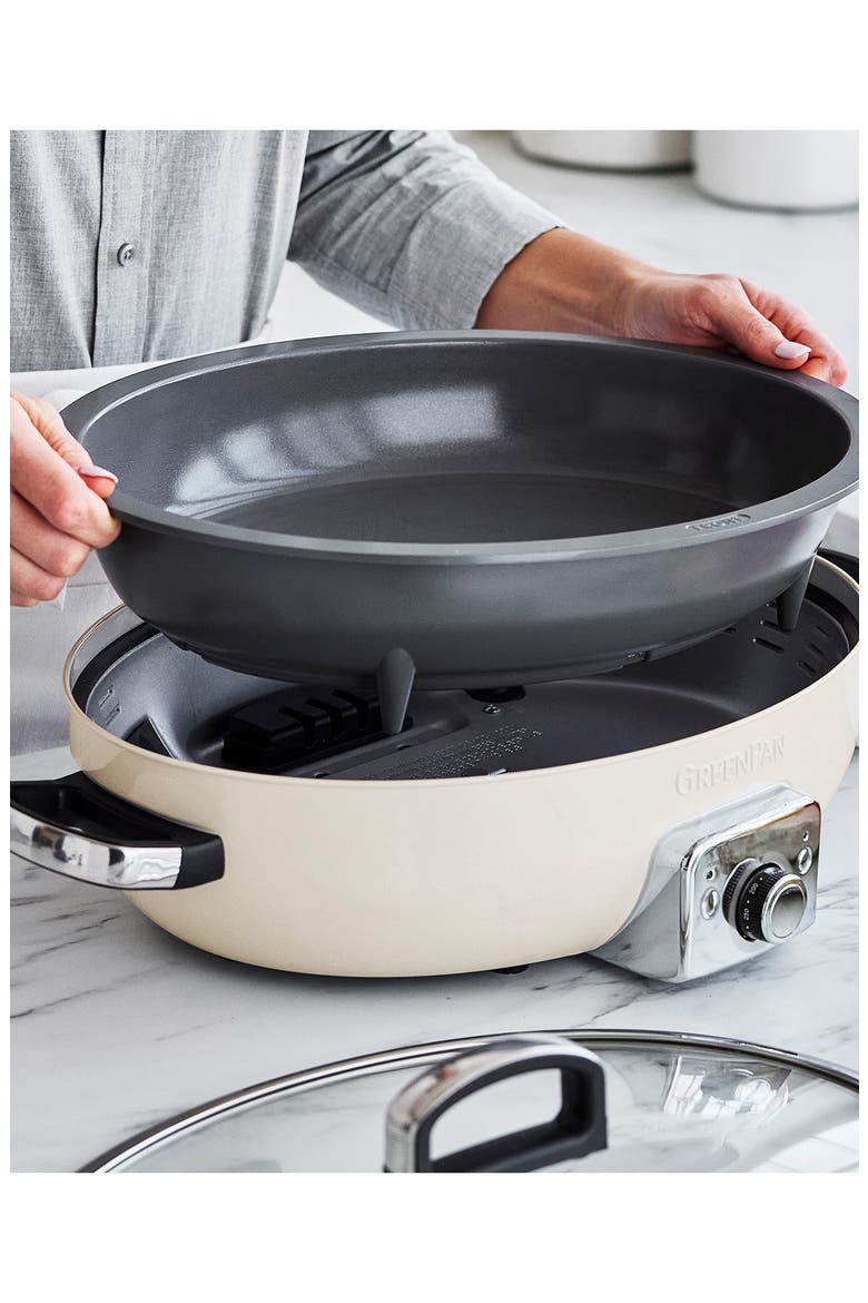 Elite 5 1/2-Quart Oval Ceramic Electric Skillet, Alternate, color, CLOUD CREAM