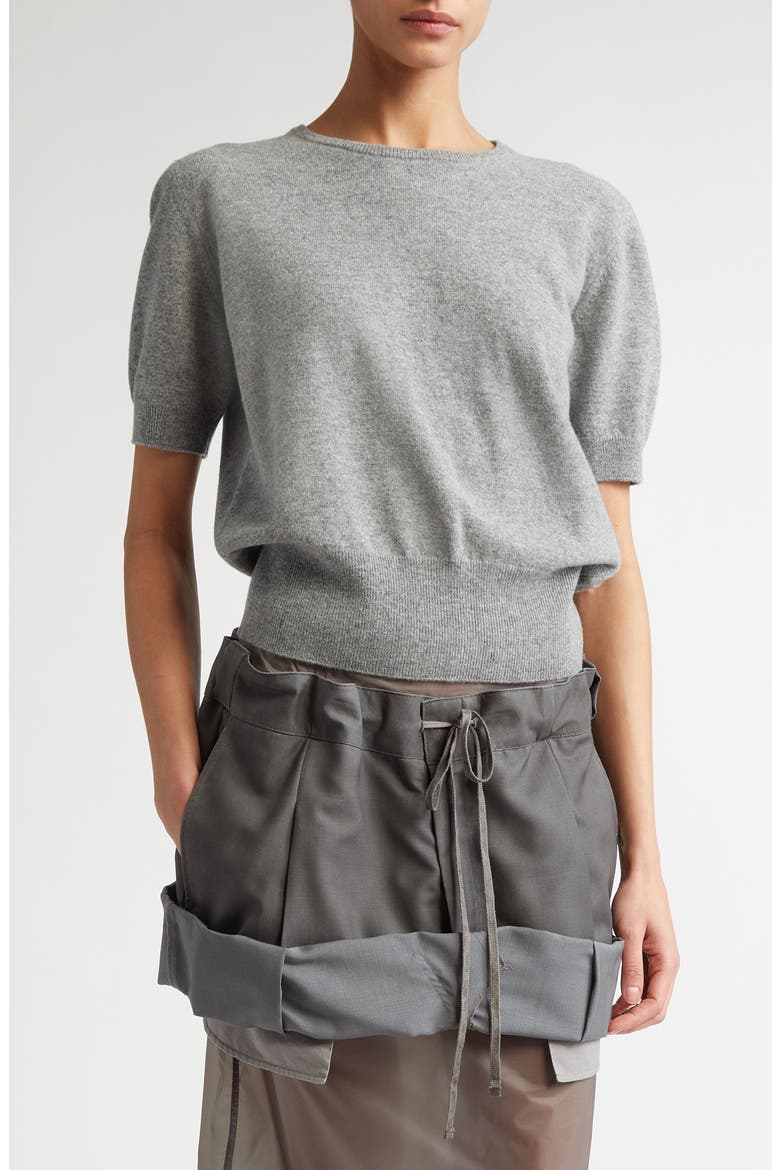 Short Sleeve Wool Crewneck Sweater, Main, color, MEDIUM GREY