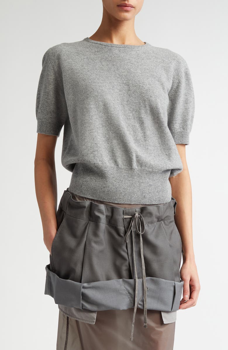 Maison Margiela Short Sleeve Wool Crewneck Sweater, Main, color, 