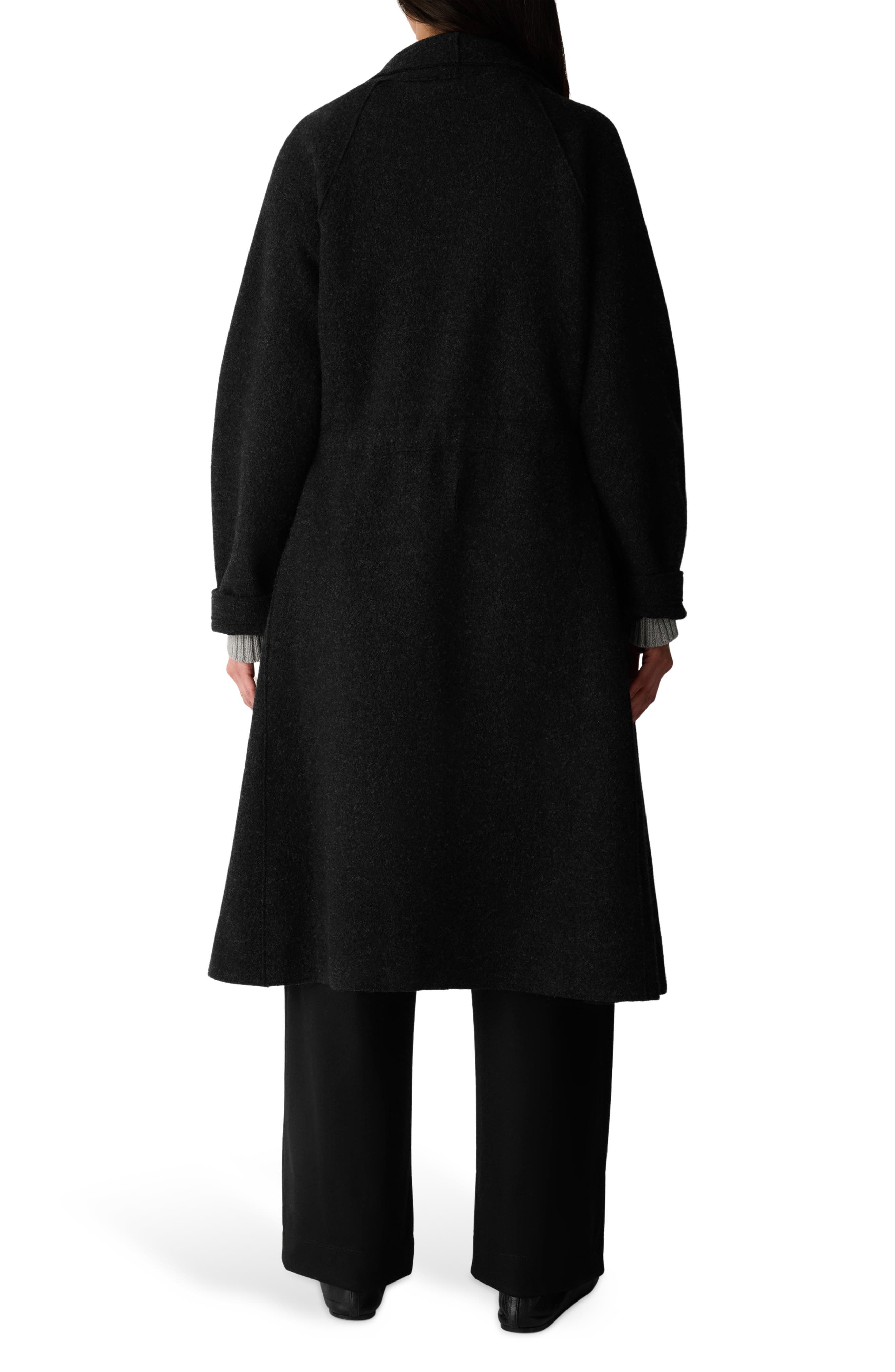 Eileen Fisher Wing Collar Tie Waist Wool Coat (Women) | Nordstrom
