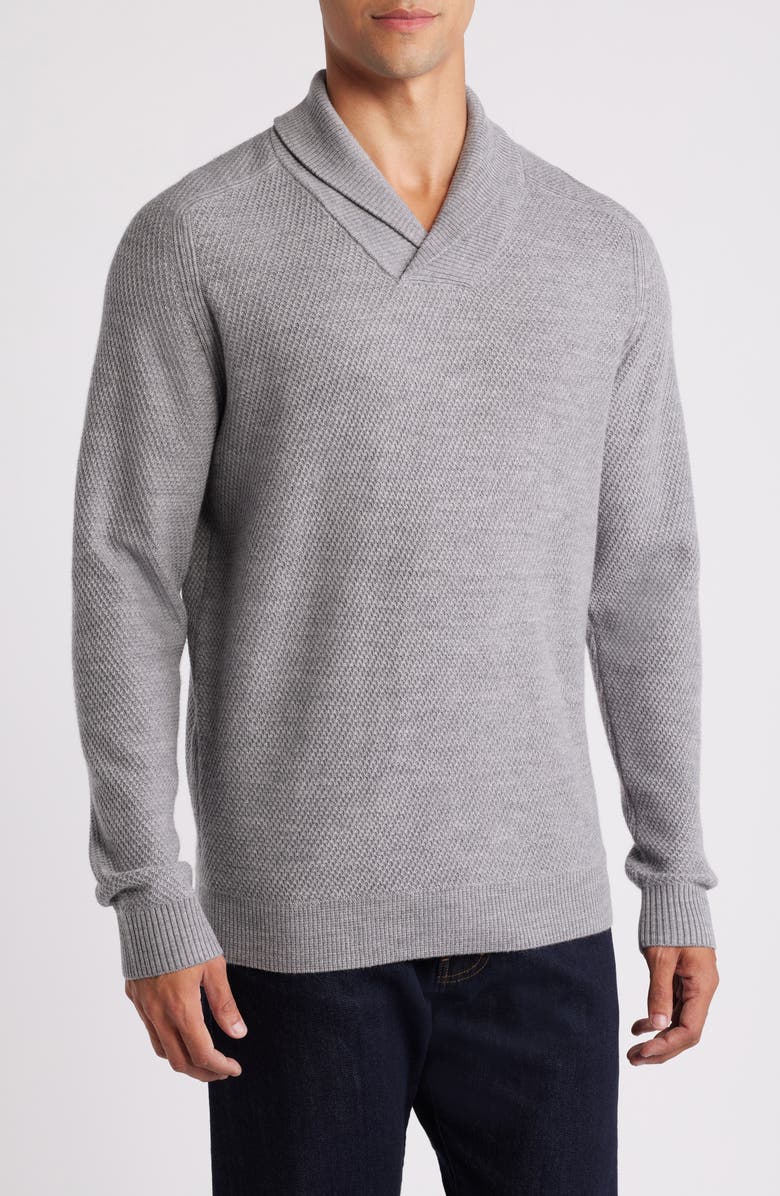 Peter Millar Dempsey Textured Wool Shawl Collar Sweater, Main, color, 