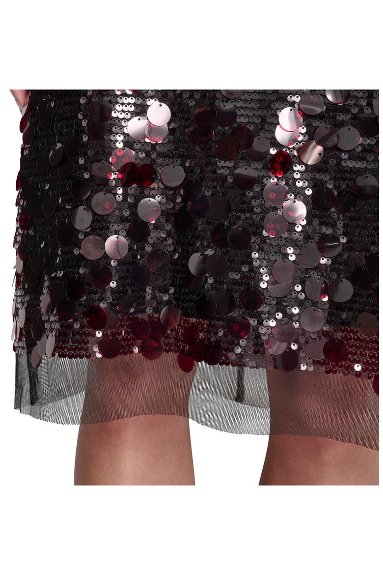 Pailettes Sequin Slipdress, Alternate, color, BLACK/ CRIMSON