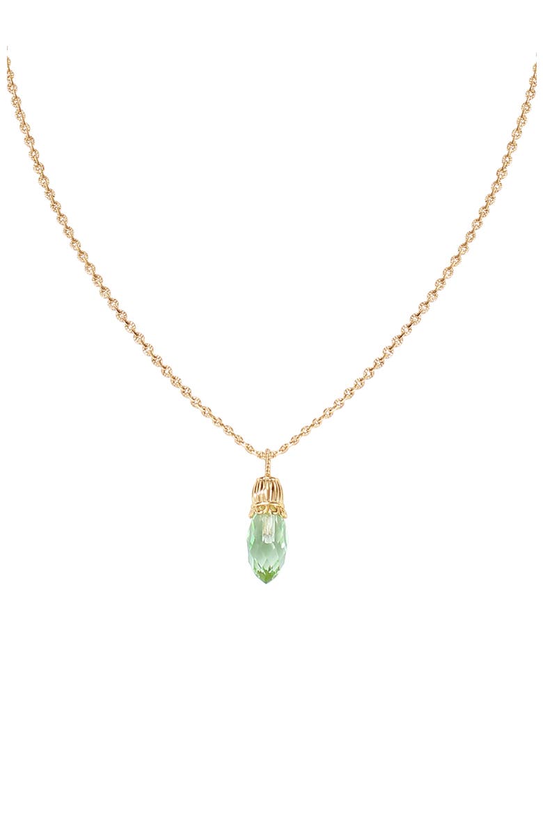 Nut Fairy Pendant Necklace, Main, color, Green & Gold