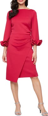 Alex Evenings Ruffle Sleeve Stretch Crepe Cocktail Dress